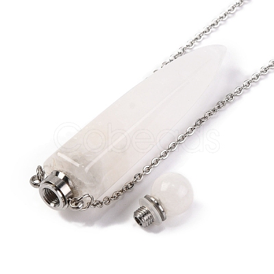 Natural Mixed Stone Bullet Shaped Perfume Bottle Pendant Necklaces G-B089-02P-1