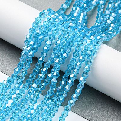 Transparent Electroplate Glass Beads Strands GLAA-F029-4mm-C19-1