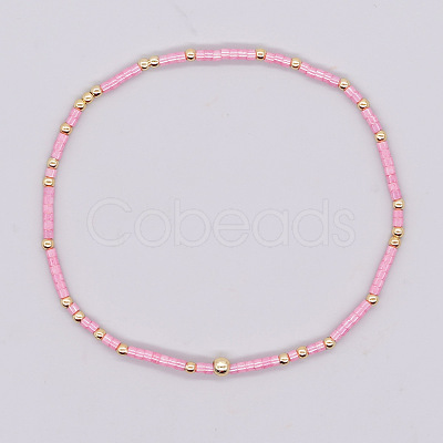 Bohemian Style Rainbow Glass & Brass Beaded Handmade Fashion Women's Bracelet QD2599-6-1