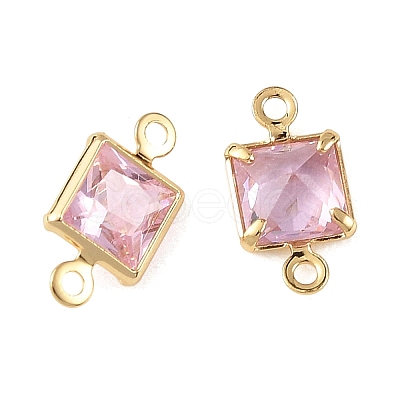 SHEGRACE Brass Pave Cubic Zirconia Square Connector Charms XGRQ2O093-440E-G-1