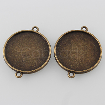 Antique Bronze Tibetan Style Alloy Cabochon Connector Settings X-TIBE-M022-01AB-NF-1
