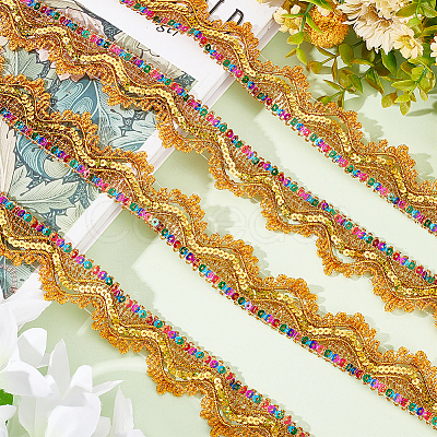 Metallic Polyester Lace Ribbon OCOR-WH0077-66B-1