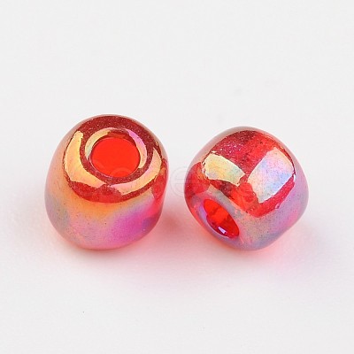 Transparent Rainbow Colours Round Glass Seed Beads X-SEED-A007-4mm-165-1
