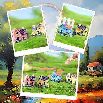 8Pcs 4 Styles Resin Villa House Figurines Display Decorations DJEW-SP0001-18-1