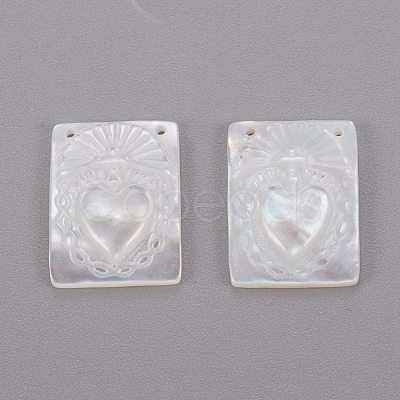 Natural White Shell Mother of Pearl Shell Pendants SHEL-K004-04-1