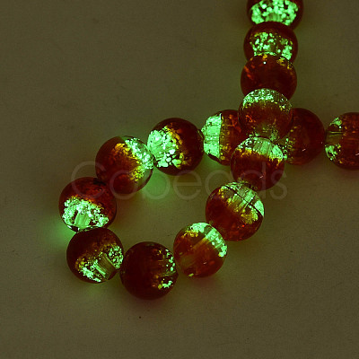 Handmade Luminous Transparent Lampwork Beads Strands LAMP-T017-04C-1