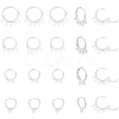 SUPERFINDINGS 40Pcs 4 Style Rack Plating Eco-friendly Brass Huggie Hoop Earring Findings KK-FH0003-98-1