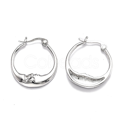 Brass Micro Pave Clear Cubic Zirconia Hoop Earrings EJEW-B006-01P-1
