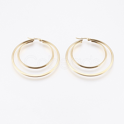 201 Stainless Steel Hoop Earrings EJEW-I213-B-01G-1