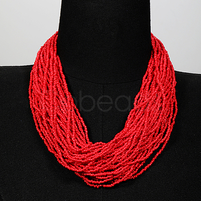 Plastic Beaded Multi-strand Necklaces ZG0249-3-1