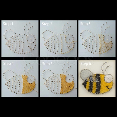 Bees Pattern DIY String Art Kit Sets DIY-F070-08-1