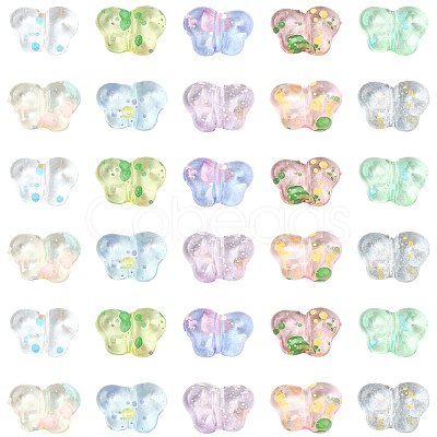 300Pcs 10 Colors Spray Painted Transparent Acrylic Beads OACR-FS0002-62-1