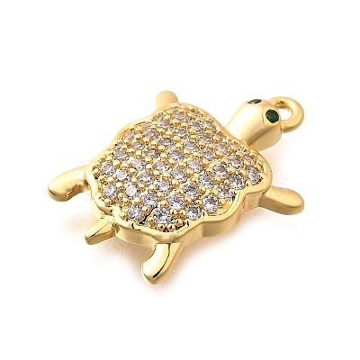 Brass Micro Pave Cubic Zirconia Charms KK-B131-02G-01-1