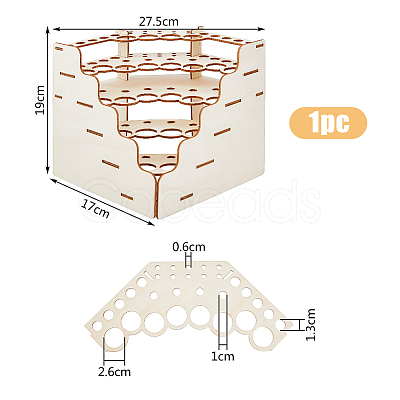 1Pc 5-Layer 24-Hole Triangle Wooden Paint Rack AJEW-HY0001-55-1