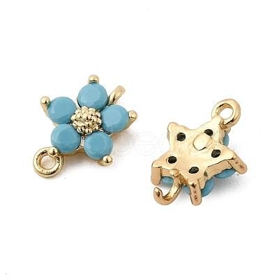 Brass Pave Cubic Zirconia Flower Links Connector Charms KK-H089-34G-04-1