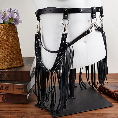 Imitation Leather Tassel Chain Belt AJEW-WH20006-20-1