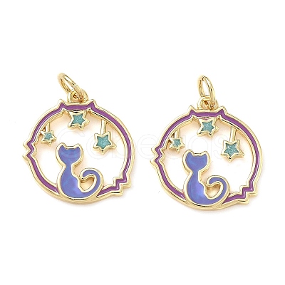 Brass Enamel Pendants KK-P326-16G-1