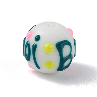 Opaque Painted Glass Beads GLAA-B001-01F-1