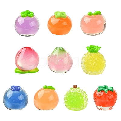 10Pcs 10 Styles Fruit Transparent Resin Cabochons RESI-CJ0004-83-1