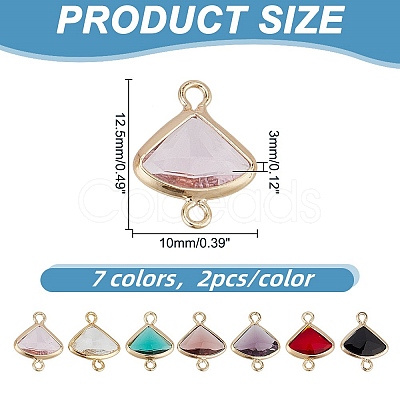 14Pcs 7 Colors Glass Connector Charms KK-GO0001-26-1