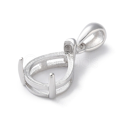 Rhodium Plated Rack Plating 925 Sterling Silver Pendants Cabochon Settings STER-NH0001-49C-P-1