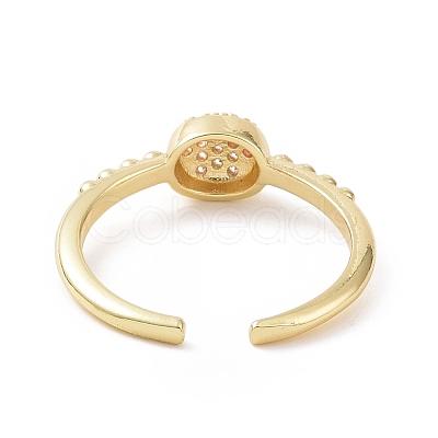 Clear Cubic Zirconia Flat Round Open Cuff Ring RJEW-E072-03G-1