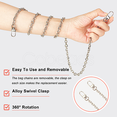 3Pcs 3 Style Iron Cable Chain Bag Shoulder Straps FIND-WR0007-94P-1