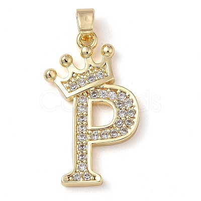 Rack Plating Brass Micro Pave Cubic Zirconia Pendants KK-D535-01P-RS-1