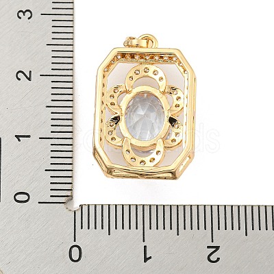 Brass Micro Pave Clear Cubic Zirconia Pendants KK-P263-25KCG-01-1