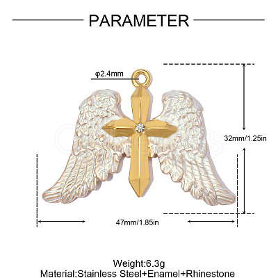 304 Stainless Steel with White Enamel Pendants SA-OY002-25G-01-1