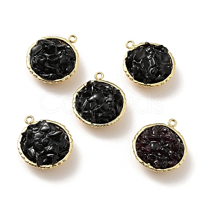 Natural Black Onyx Chip Pendants KK-C242-05G-10-1