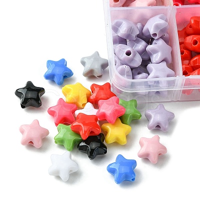 150Pcs 10 Colors Opaque Acrylic Beads OACR-FS0001-46-1