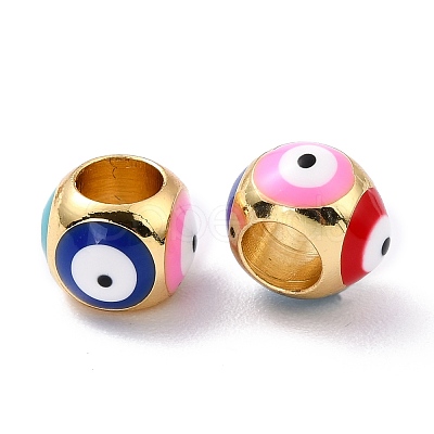 Golden Brass European Beads KK-A155-28G-1