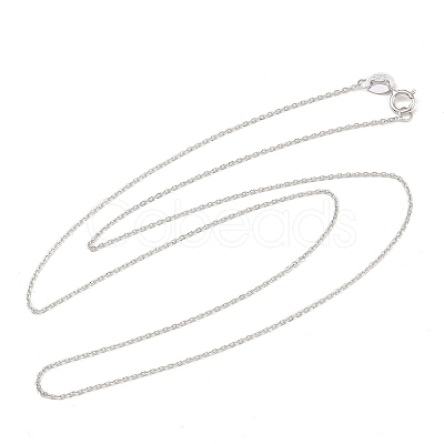 Anti-Tarnish Trendy Unisex Rhodium Plated 925 Sterling Silver Cable Chains Necklaces STER-M034-B-07-1