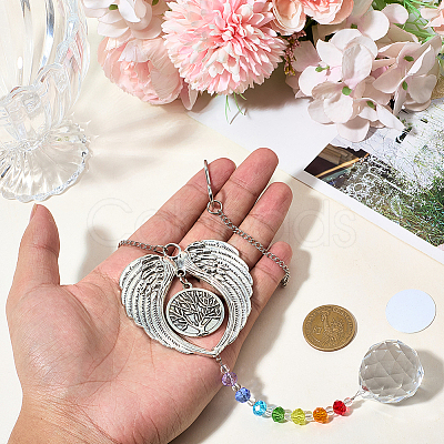1Pc Heat Transfer Alloy Angel Wing Hanging Ornaments HJEW-BBC0001-15-1