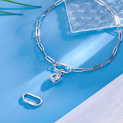 2Pcs 2 Styles 925 Sterling Silver Locking Carabiner Clasps STER-PH0003-92-1