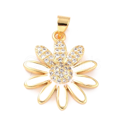 Real 18K Gold Plated Brass Micro Pave Cubic Zirconia Pendants ZIRC-L100-087G-01-1