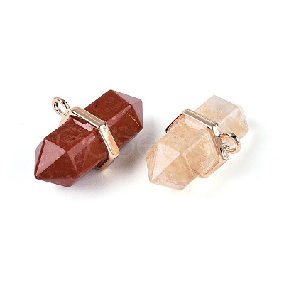 Natural & Synthetic Mixed Stone Double Terminal Pointed Pendants G-N345-09-1
