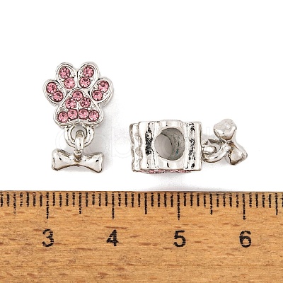 Rack Plating Alloy Rhinestone European Dangle Charms FIND-C055-19P-02-1