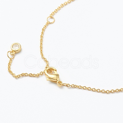 Brass Micro Pave Clear Cubic Zirconia Pendant Necklaces NJEW-J059-01H-1