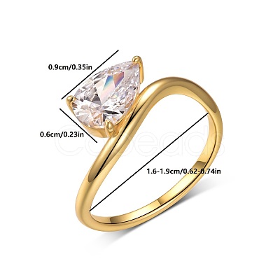 Brass Pave Single Cubic Zirconia Finger Rings for Women LS-ZK8046-3-1