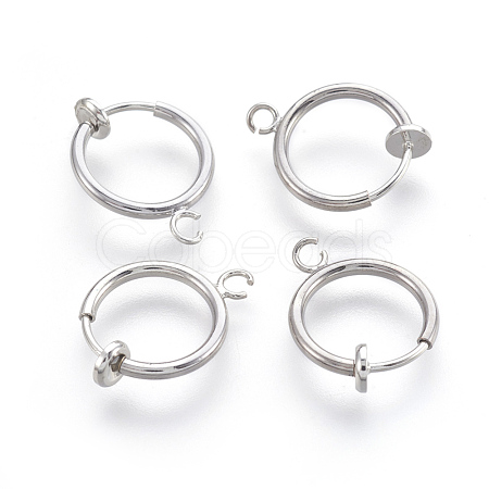 Brass Clip-on Hoop Earrings X-KK-L169-06P-1