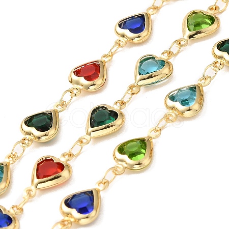 Heart Handmade Brass Glass Link Chains CHC-M024-04G-04-1