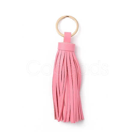 PU leather Tassel Pendants Keychains KEYC-WH0021-36C-1