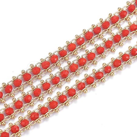 Brass Handmade Faceted Glass Beaded Chains CHC-F012-04A-1