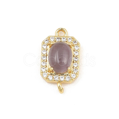 Brass Micro Pave Clear Cubic Zirconia Connector Charms CU-CBAFB7D-04G-03-1