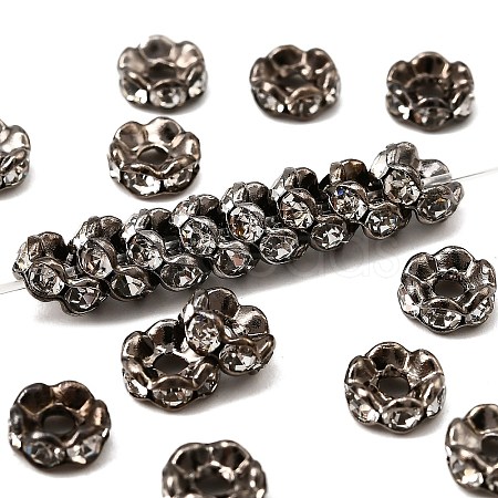 Brass Rhinestone Spacer Beads RB-A014-L6mm-01B-1