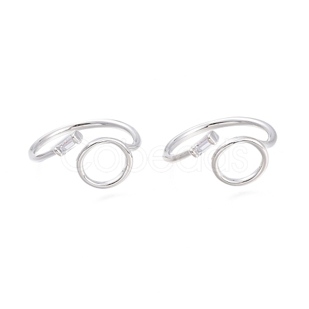 Brass Micro Pave Clear Cubic Zirconia Cuff Rings RJEW-F103-05-P-1