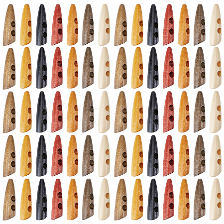 70Pcs 7 Colors 2-Hole Wood Buttons BUTT-GF0004-20-1