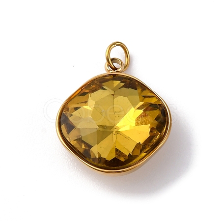 High Polished 316 Stainless Steel Faceted Glass Pendants STAS-K258-47G-04-1